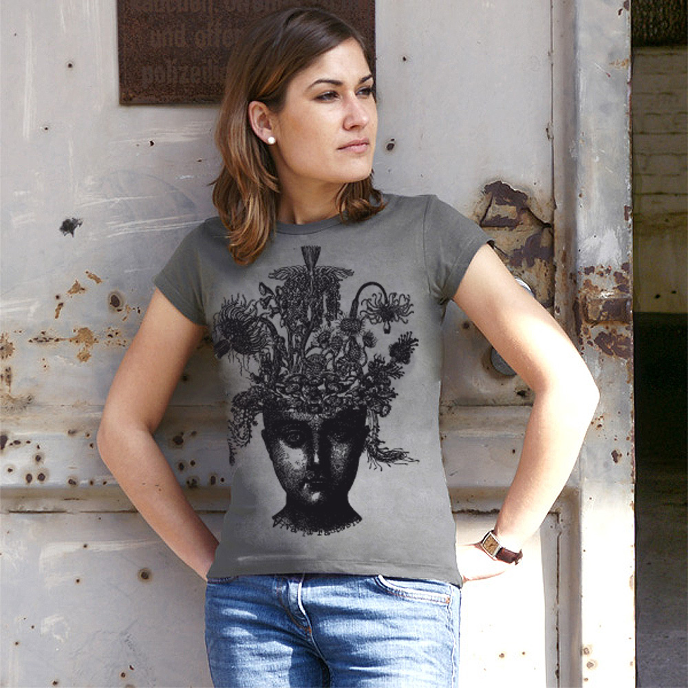 Farbbeispiel: SlateGrey mit Druck in schwarz Frauen T-Shirt Viva la Fantasia