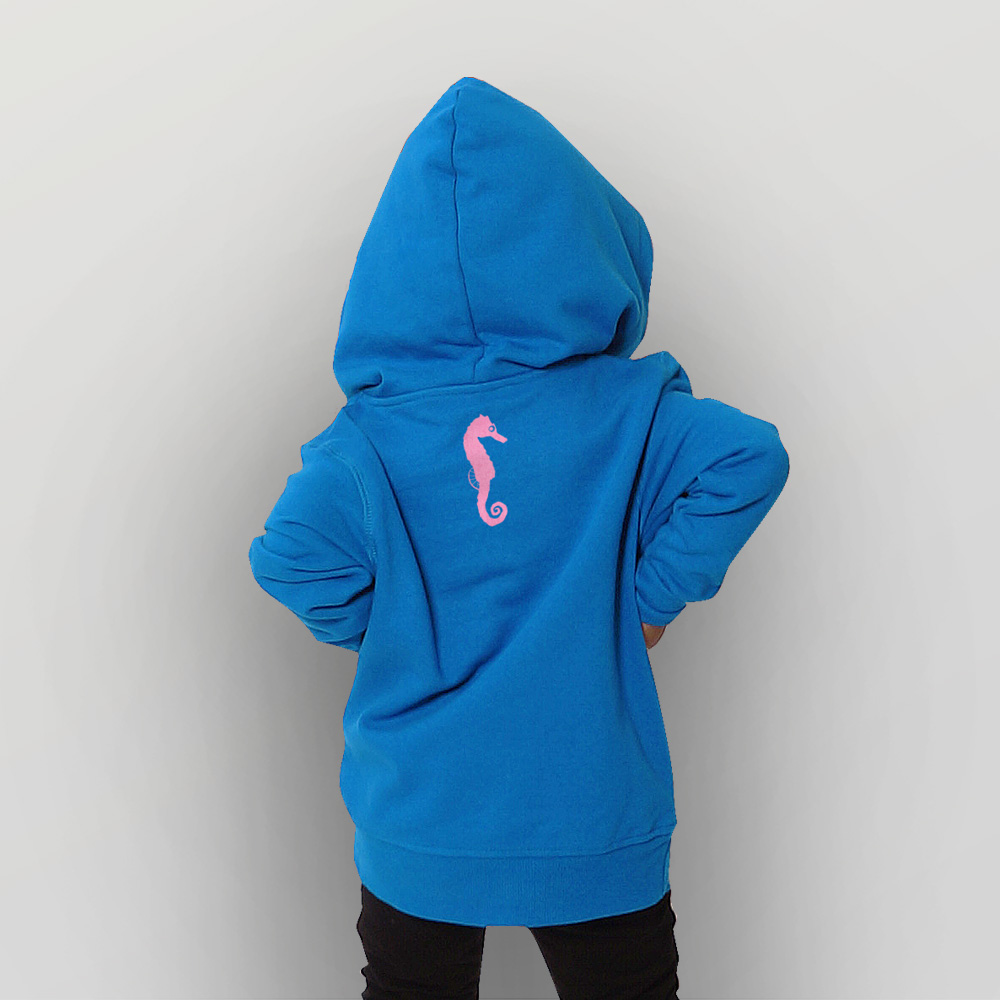 Hoody in BrightBlue mit Druck in Pink Kinder Hoody zack hitti zopp