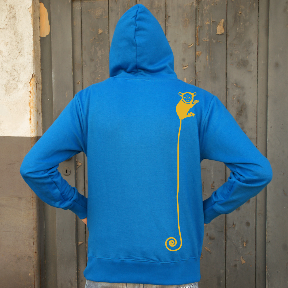 Farbkombination: BrightBlue mit Druck in Gelb Männer Hoody Teeny Weeny Goblin